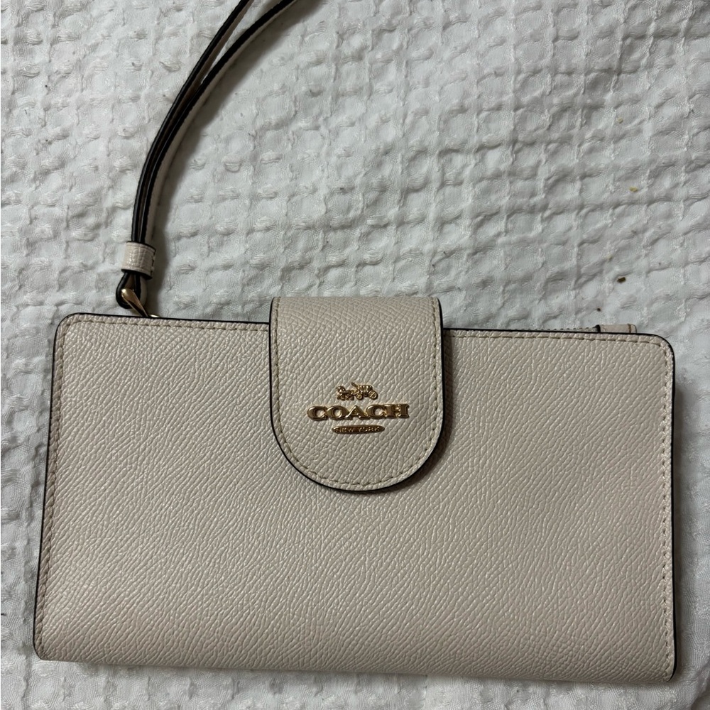 Coach Beige Leather Wristlet